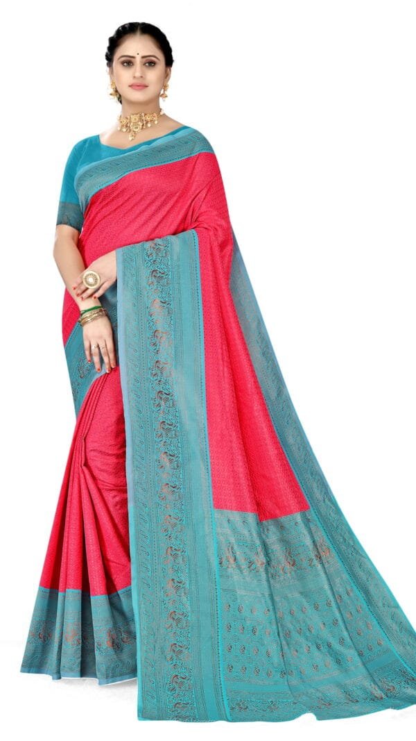 Online Silk Sarees With Price Red Blue Colour Saree - Designer Sarees Rs 500 to 1000