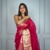 Online Silk Sarees With Price - Red Colour Designer Sarees Rs 500 to 1000
