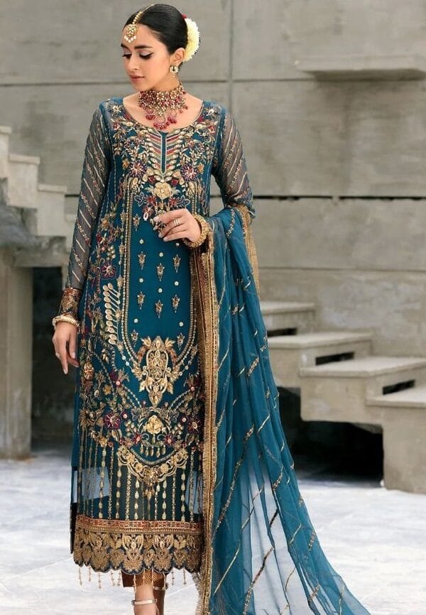 Pakistani Dress Bridal Blue Colour - Pakistani Suits