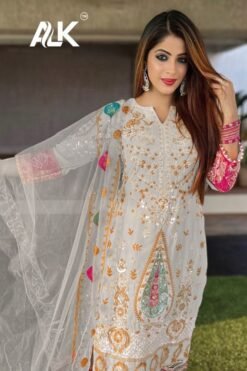 Pakistani Dress Designers - White Colour Pakistani Suits