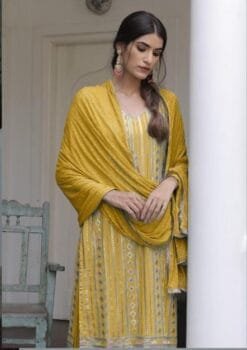 Pakistani Dress For Ladies - Yellow Colour Pakistani Suits