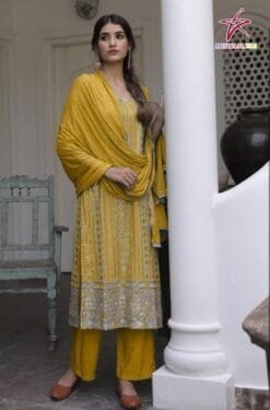 Pakistani Dress For Ladies - Yellow Colour Pakistani Suits