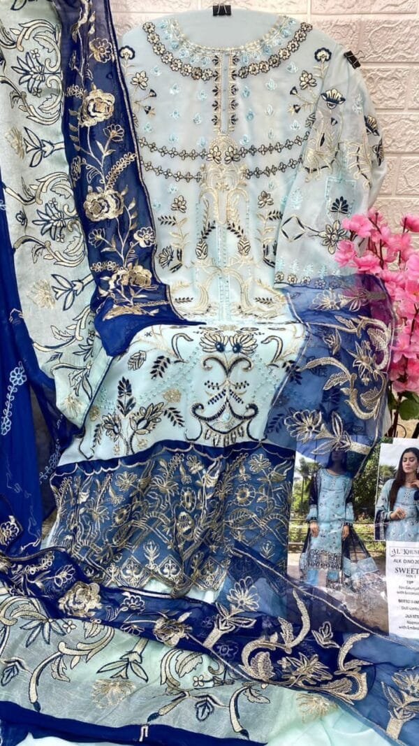 Pakistani Dress For Light Blue Colour - Pakistani Suits