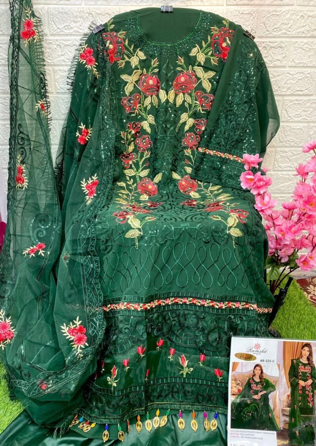 Pakistani Dress - Green Colour Pakistani Suits