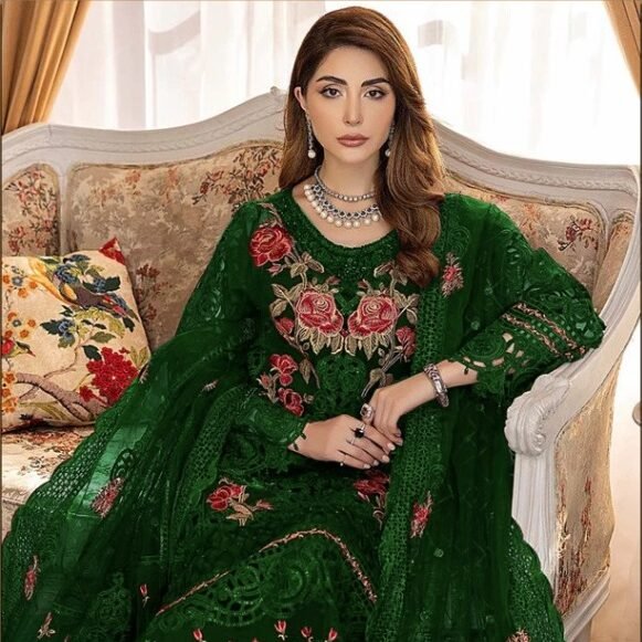 Pakistani Dress - Green Colour Pakistani Suits - SareesWala.com