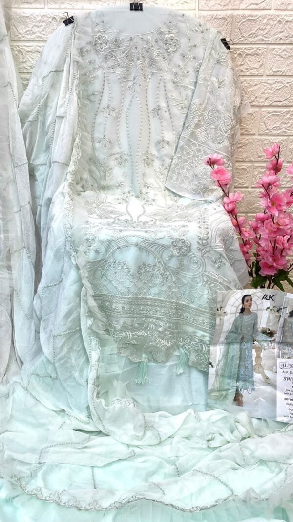 Pakistani Dress Online - Sky Blue Colour Pakistani Suits