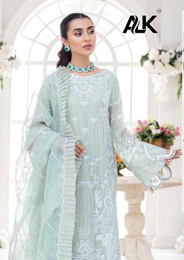 Pakistani Dress Online - Sky Blue Colour Pakistani Suits