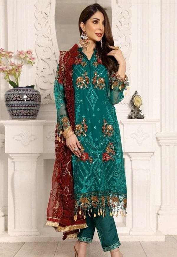 Pakistani Dress Party - Green Colour Pakistani Suits
