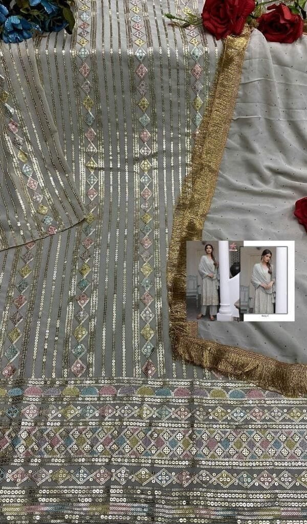 Pakistani Dress Shopping Online -Gray Colour Pakistani Suits