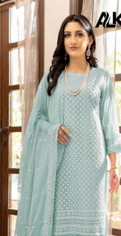 Pakistani Suits Lawn - Light Blue Colour Pakistani Suits
