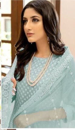Pakistani Suits Lawn - Light Blue Colour Pakistani Suits