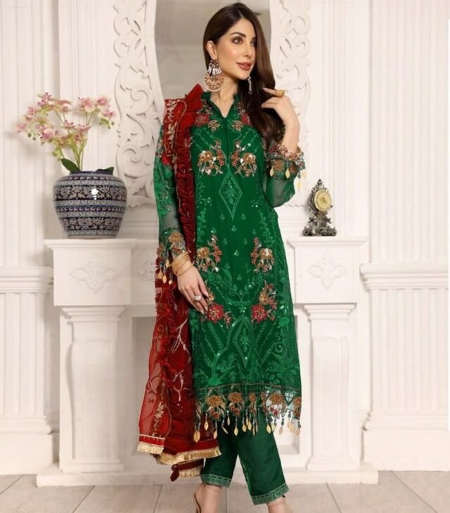 Pakistani Suits Wedding - Green Colour Pakistani Suits