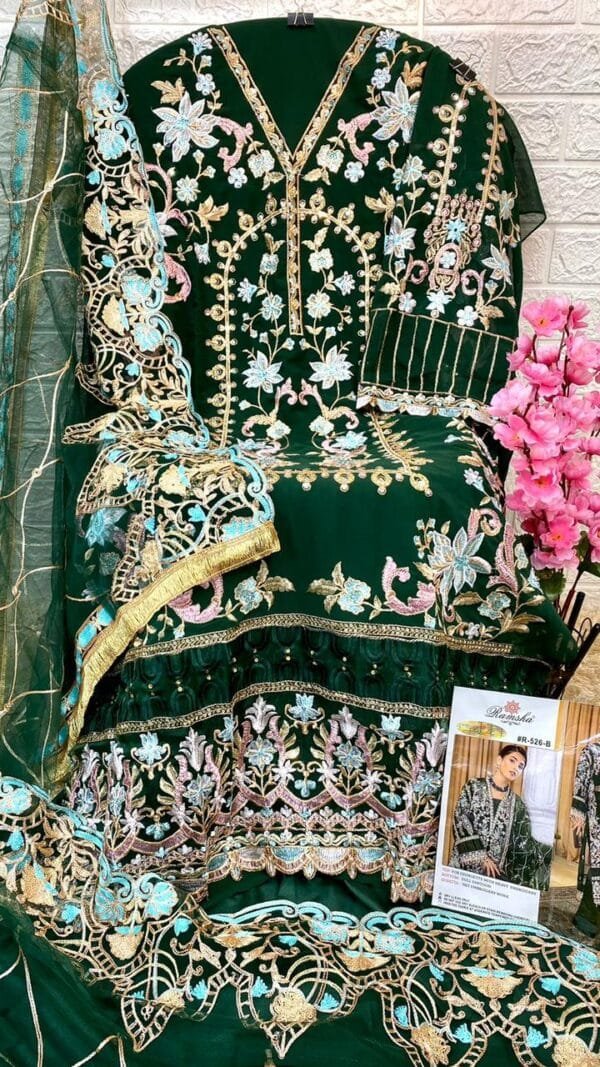 Pakistani Suits With Pants - Green Colour Pakistani Suits
