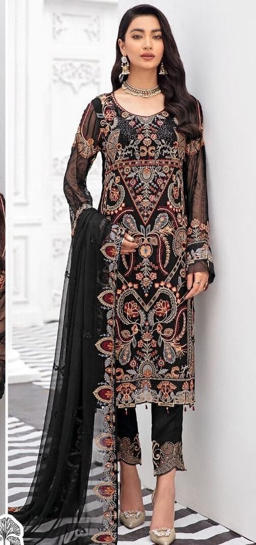 Party Wear Pakistani Dress - Black Colour Pakistani Suits