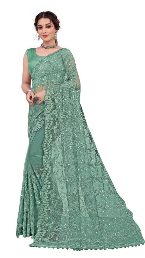 Petticoat For Saree Online Light Green Colour Saree - Designer Sarees Rs 500 to 1000