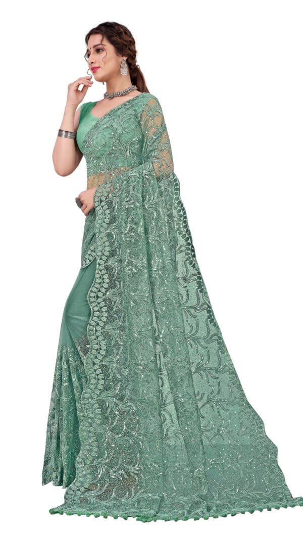 Petticoat For Saree Online Light Green Colour Saree - Designer Sarees Rs 500 to 1000