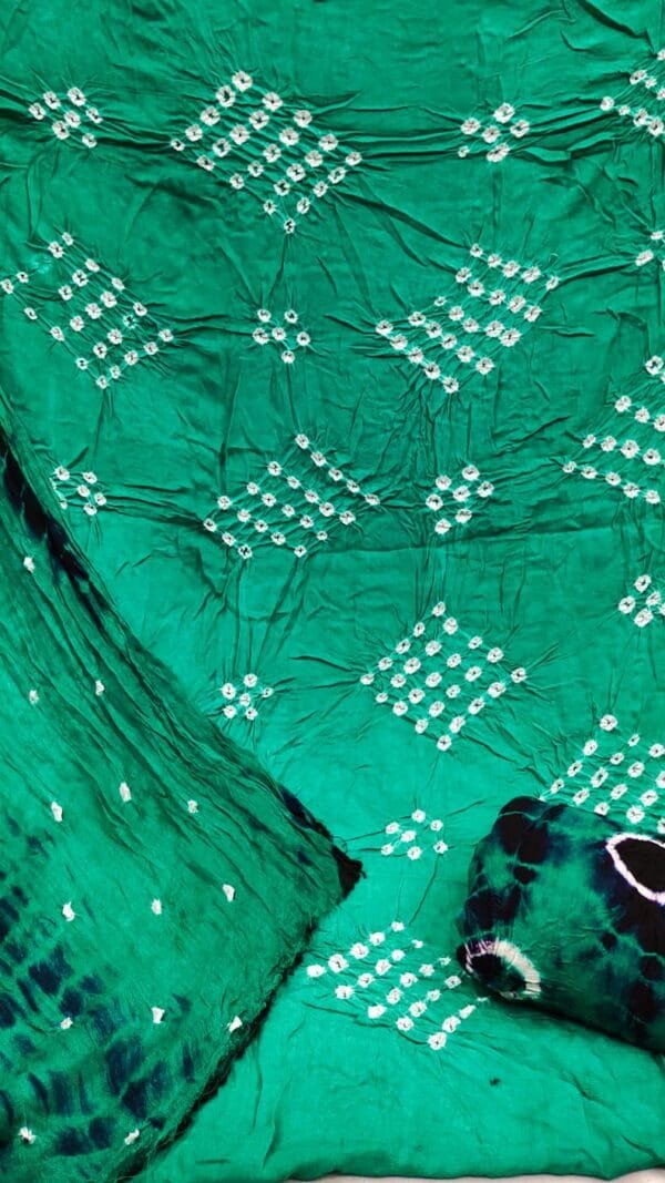 Pure Rayon Hand Bandhej Dress Material with Bottom & Dupatta - Bandhani Dress Material