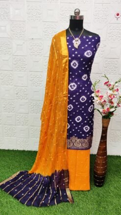 Pure Silk Bandhani Dress Material - Bandhani Dress Material