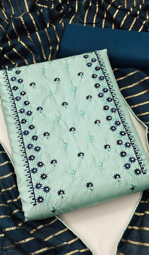 Salwar Suit Unstitched - Light Blue Salwar Suit