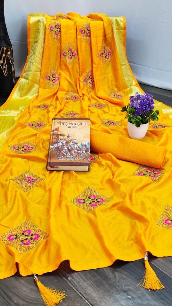 Saree For Online Shopping Yellow Colour Saree - Designer Sarees Rs 500 to 1000