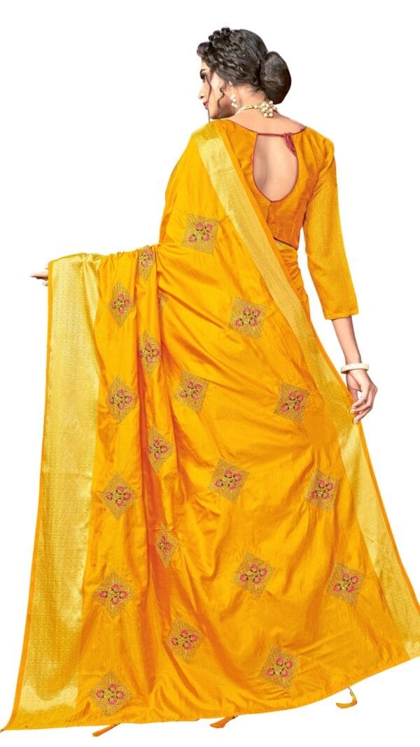 Saree For Online Shopping Yellow Colour Saree - Designer Sarees Rs 500 to 1000