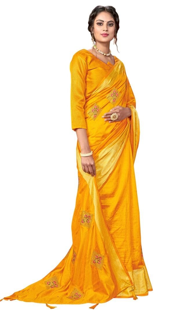 Saree For Online Shopping Yellow Colour Saree - Designer Sarees Rs 500 to 1000