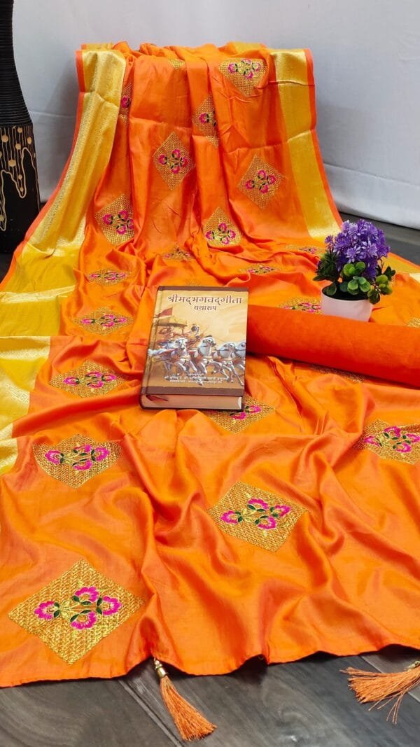 Saree In Online Orange Colour Saree - Designer Sarees Rs 500 to 1000