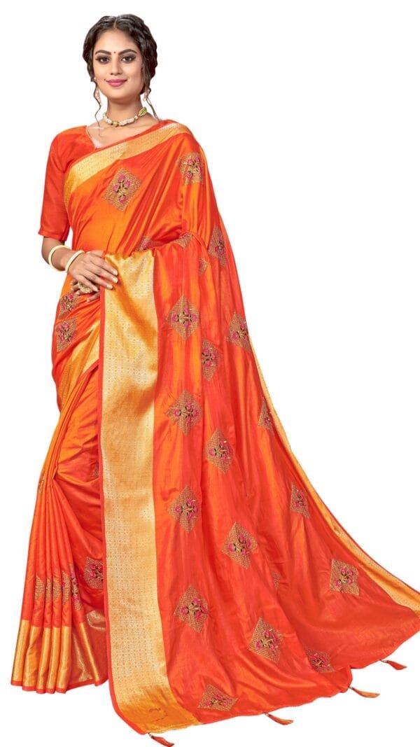 Saree In Online Orange Colour Saree - Designer Sarees Rs 500 to 1000