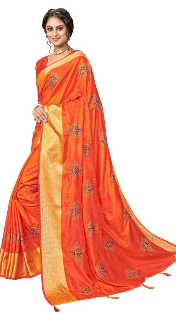 Saree In Online Orange Colour Saree - Designer Sarees Rs 500 to 1000