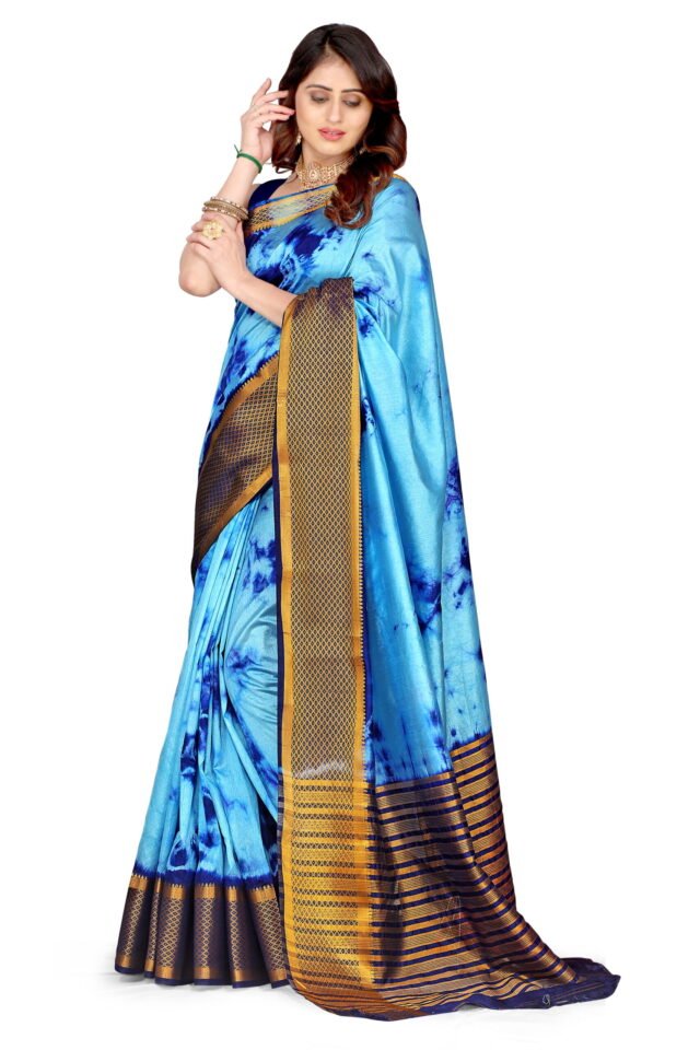 Saree Online App Sky Blue Colour Saree - Designer Sarees Rs 500 to 1000