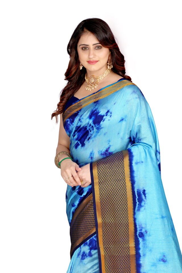 Saree Online App Sky Blue Colour Saree - Designer Sarees Rs 500 to 1000