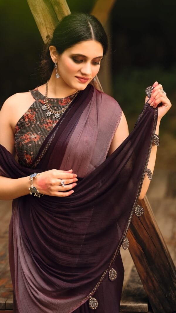 Saree Online Designer Brown Colour Saree - Designer Sarees Rs 500 to 1000