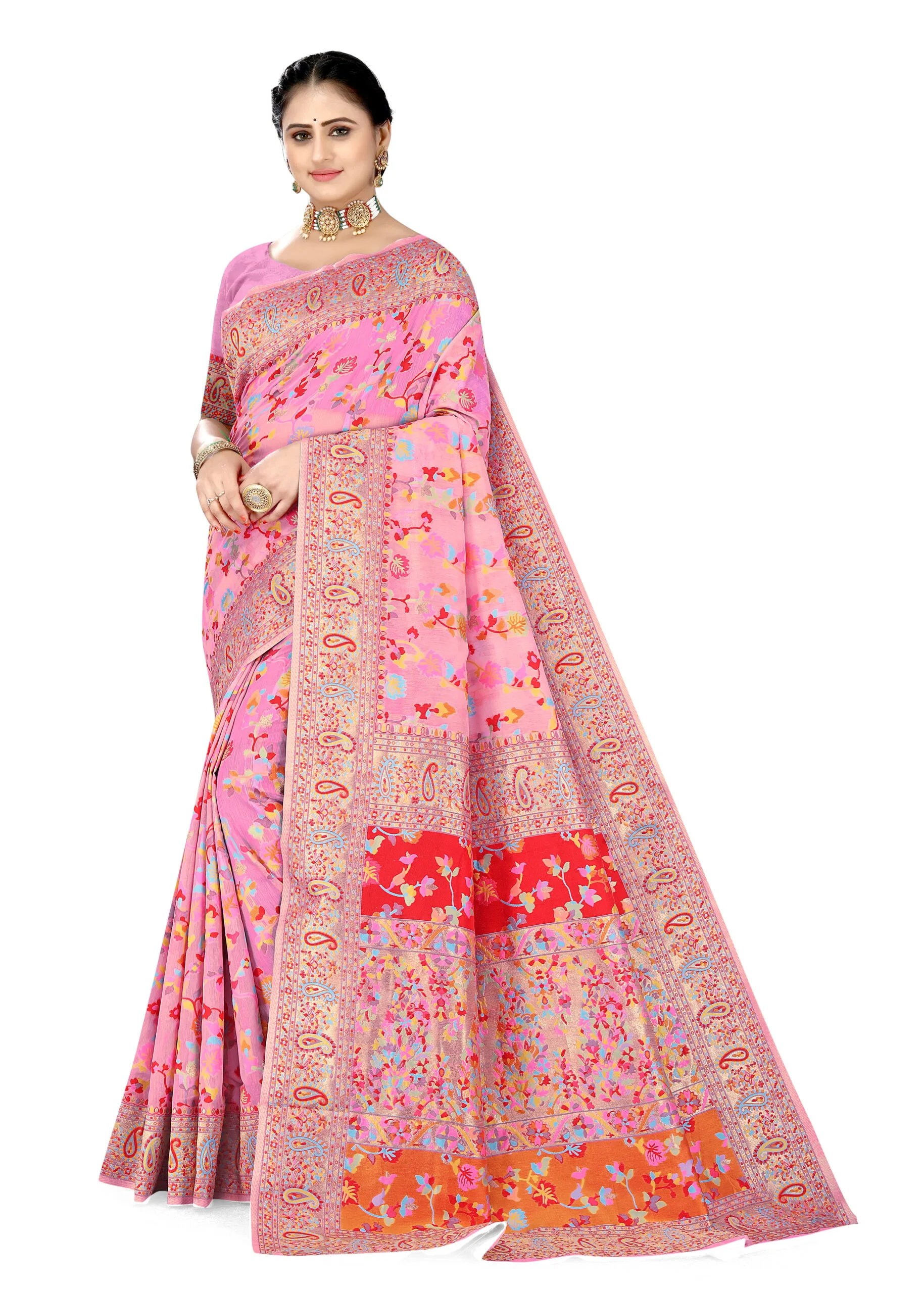 Saree Online Designer Pink Colour Saree - Designer Sarees Rs 500 to 1000