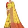 Saree Online For Party Brown Yellow Colour Saree - Designer Sarees Rs 500 to 1000