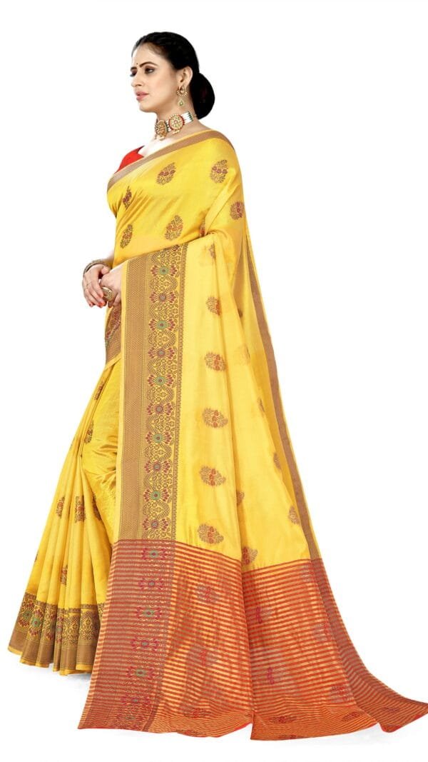 Saree Online For Party Brown Yellow Colour Saree - Designer Sarees Rs 500 to 1000
