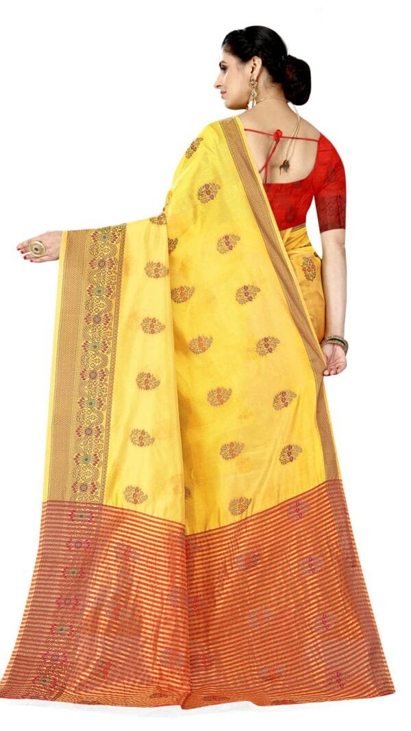 Saree Online For Party Brown Yellow Colour Saree - Designer Sarees Rs 500 to 1000