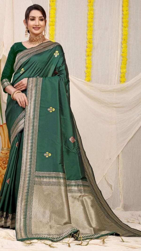 Saree Online For Party - Green Colour Designer Sarees Rs 500 to 1000
