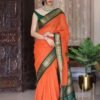 Saree Online From India Orange Colour Saree - Designer Sarees Rs 500 to 1000