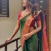 Saree Online Georgette Green Orange Colour Saree - Designer Sarees Rs 500 to 1000