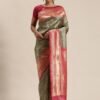 Saree Online India Gray Red Colour Saree - Designer Sarees Rs 500 to 1000