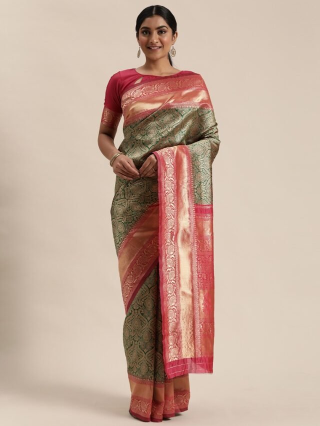 Saree Online India Gray Red Colour Saree - Designer Sarees Rs 500 to 1000