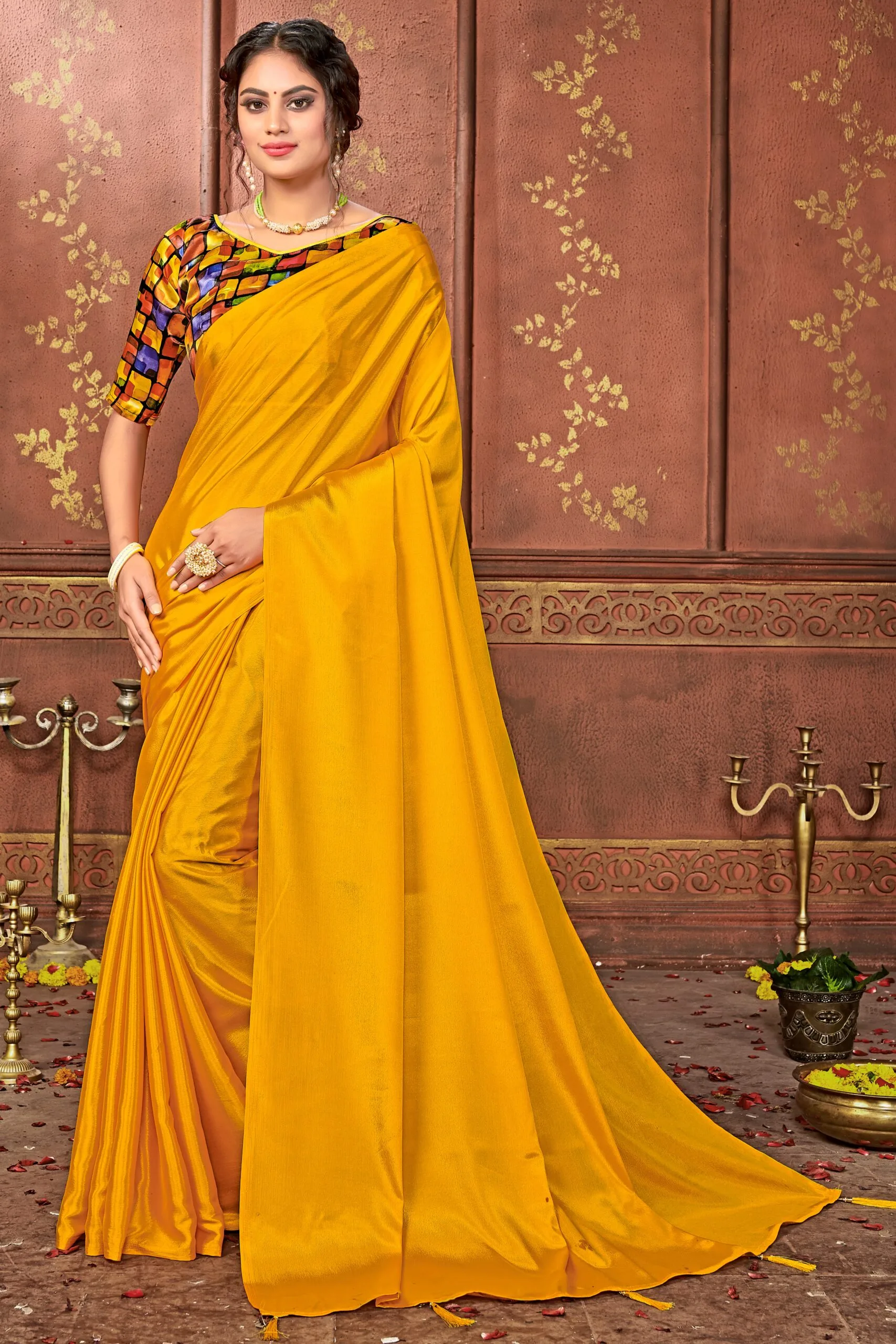 Saree Online Order Yellow Colour Saree - Designer Sarees Rs 500 to 1000