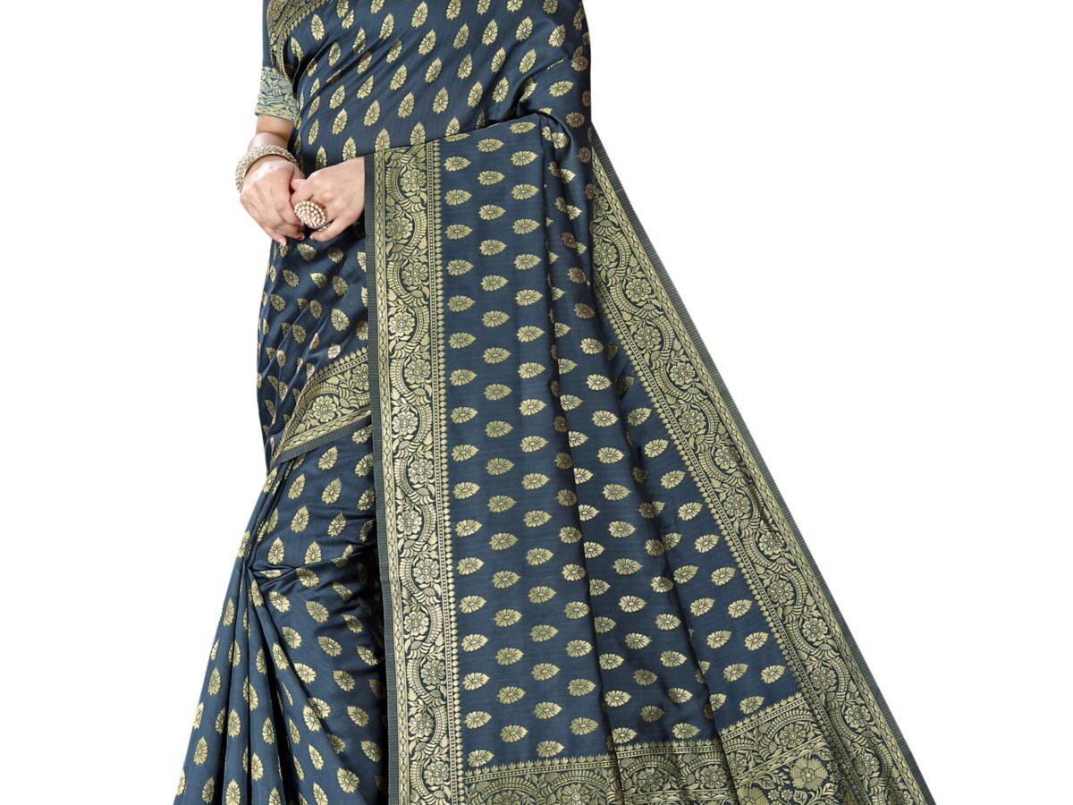 Soft Designer Banarasi Plain silk saree in Blue dvz0003146 - Dvanza.com