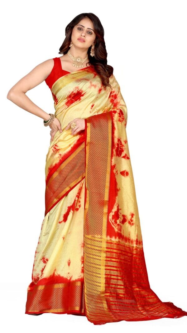 Saree Online Red Orange Colour Saree - Designer Sarees Rs 500 to 1000