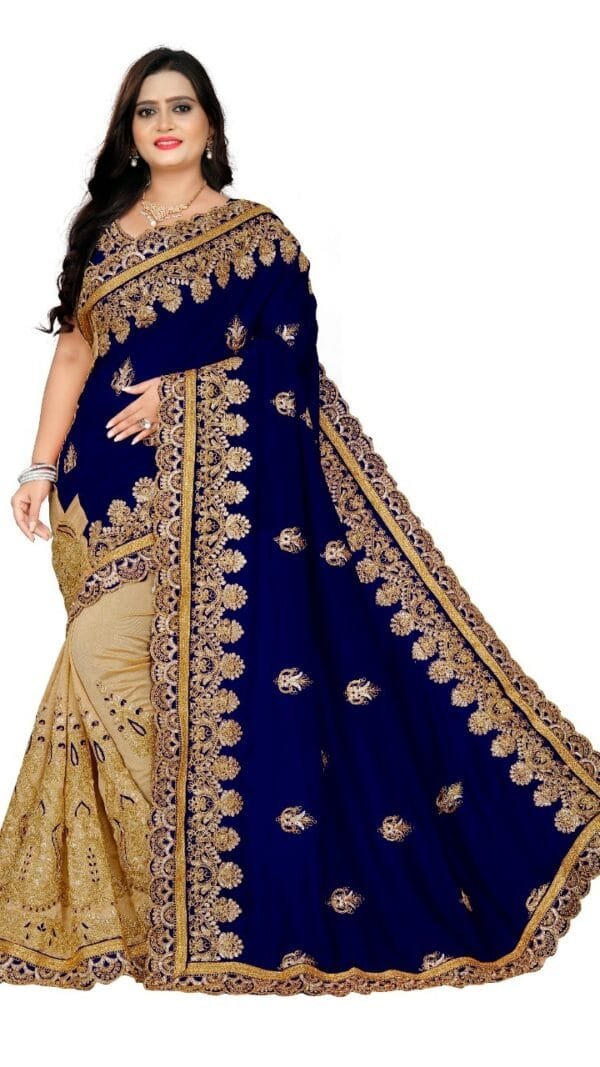 Saree Online Shopping - Blue Colour Designer Sarees Rs 500 to 1000