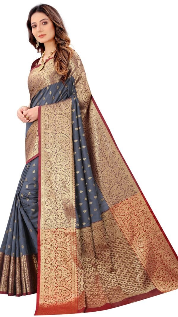 Saree Online Shopping Chennai Gray Colour Saree - Designer Sarees Rs 500 to 1000