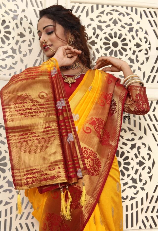 Saree Online Shopping Coimbatore Yellow Colour Saree - Designer Sarees Rs 500 to 1000