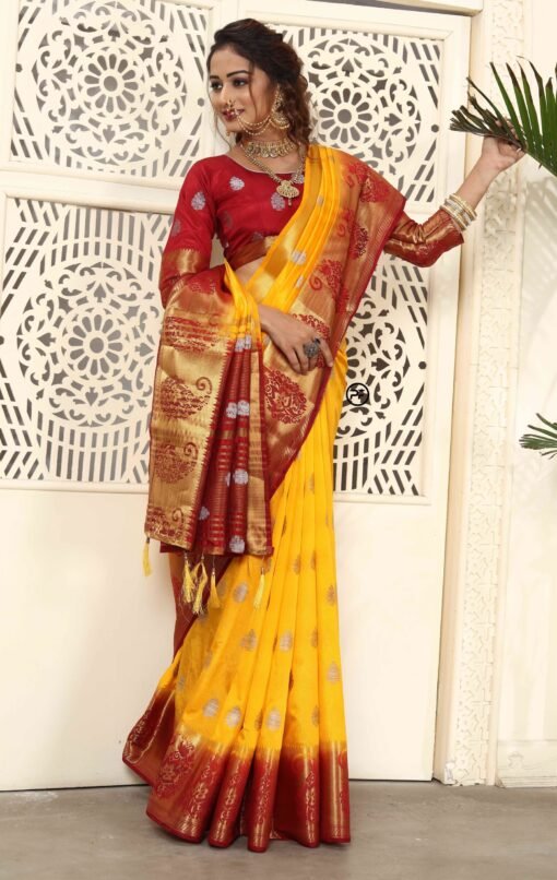 Saree Online Shopping Coimbatore Yellow Colour Saree - Designer Sarees Rs 500 to 1000