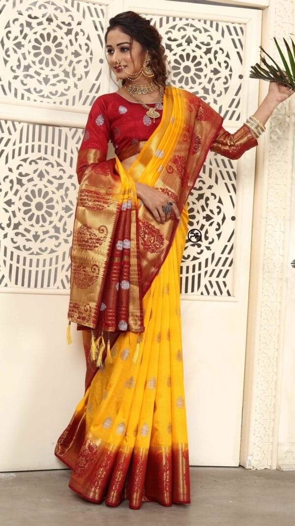 Saree Online Shopping Coimbatore Yellow Colour Saree - Designer Sarees Rs 500 to 1000