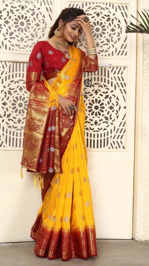 Saree Online Shopping Coimbatore Yellow Colour Saree - Designer Sarees Rs 500 to 1000